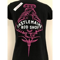 Castlemaine Rod Shop T-Shirt - Ladies Pinstripe